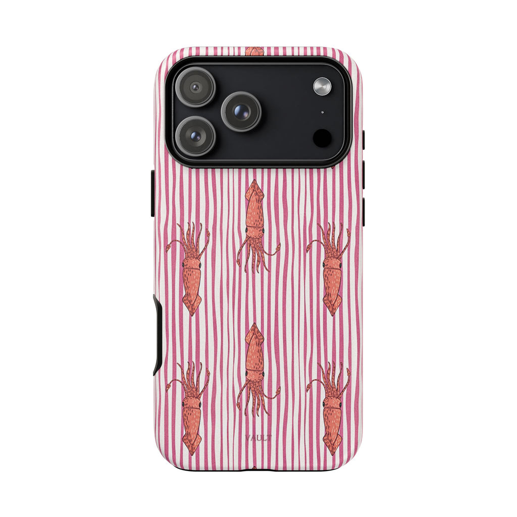 Squid Stripe Phone Case — Pink Nautical Sea Creature Pattern