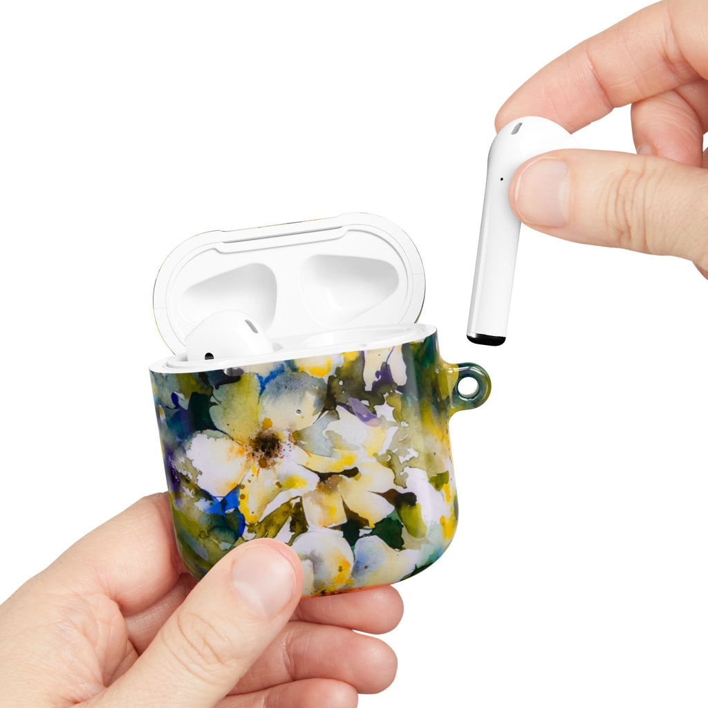 Floral Watercolor AirPod Case — White & Yellow Blossom Protective Cover
