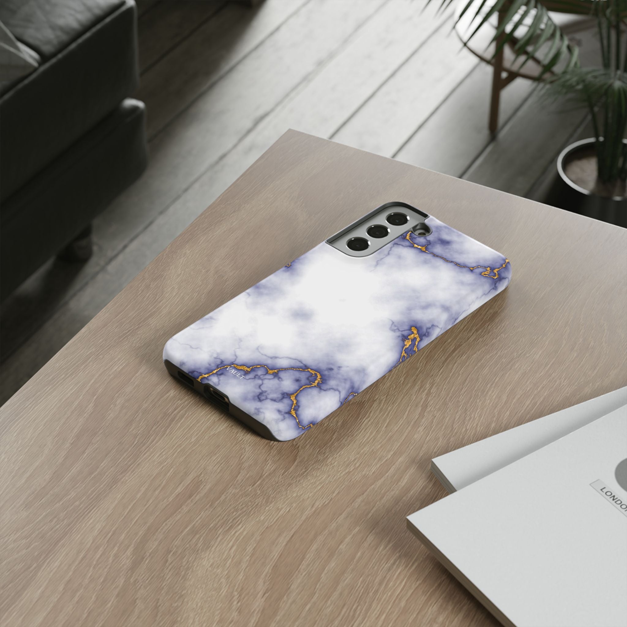 Purple Marble Tough Phone Case with Gold Veins