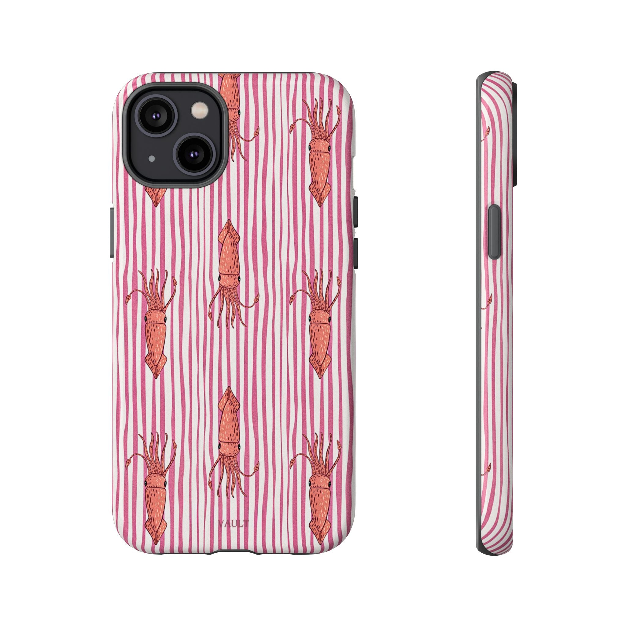Squid Stripe Phone Case — Pink Nautical Sea Creature Pattern
