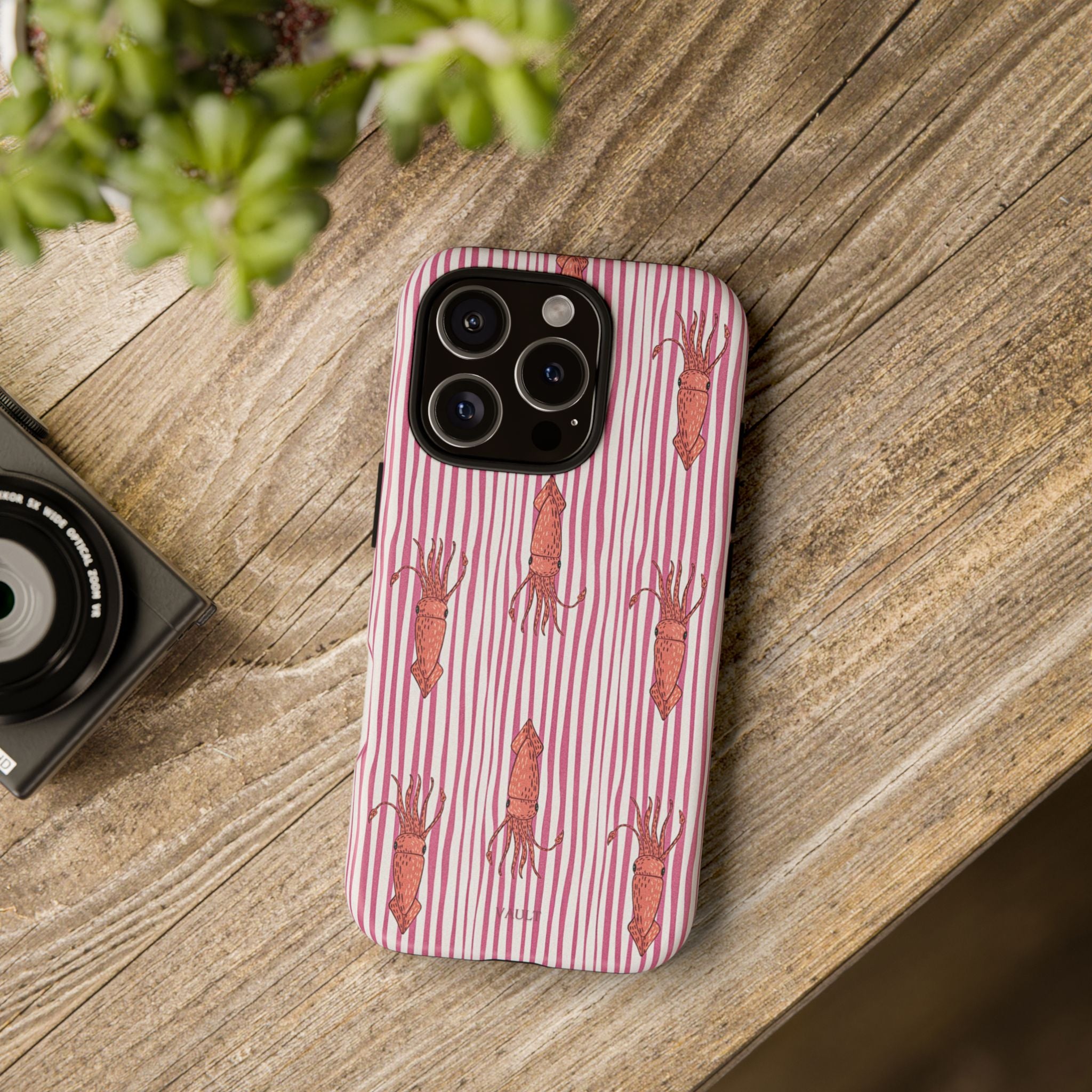 Squid Stripe Phone Case — Pink Nautical Sea Creature Pattern