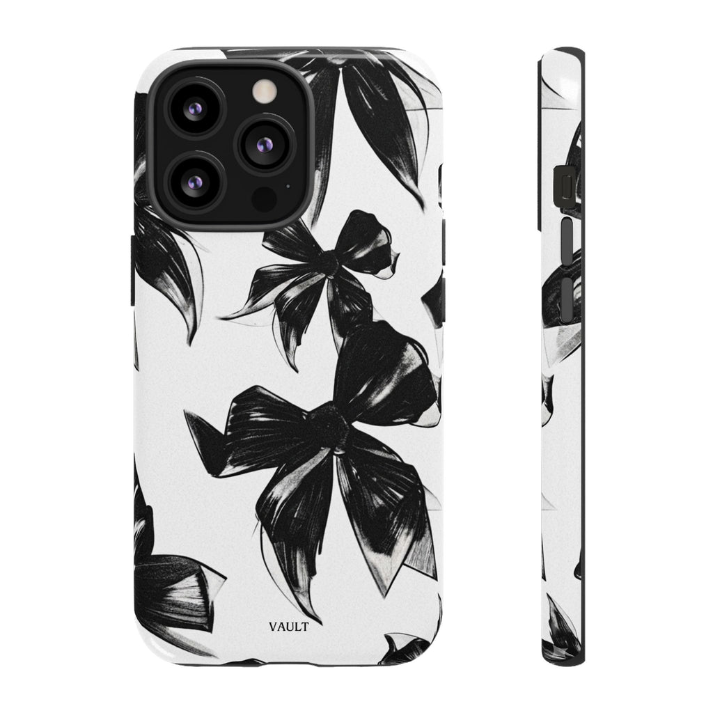 Floral Brushstroke Phone Case — Black & White Botanical Tough Case