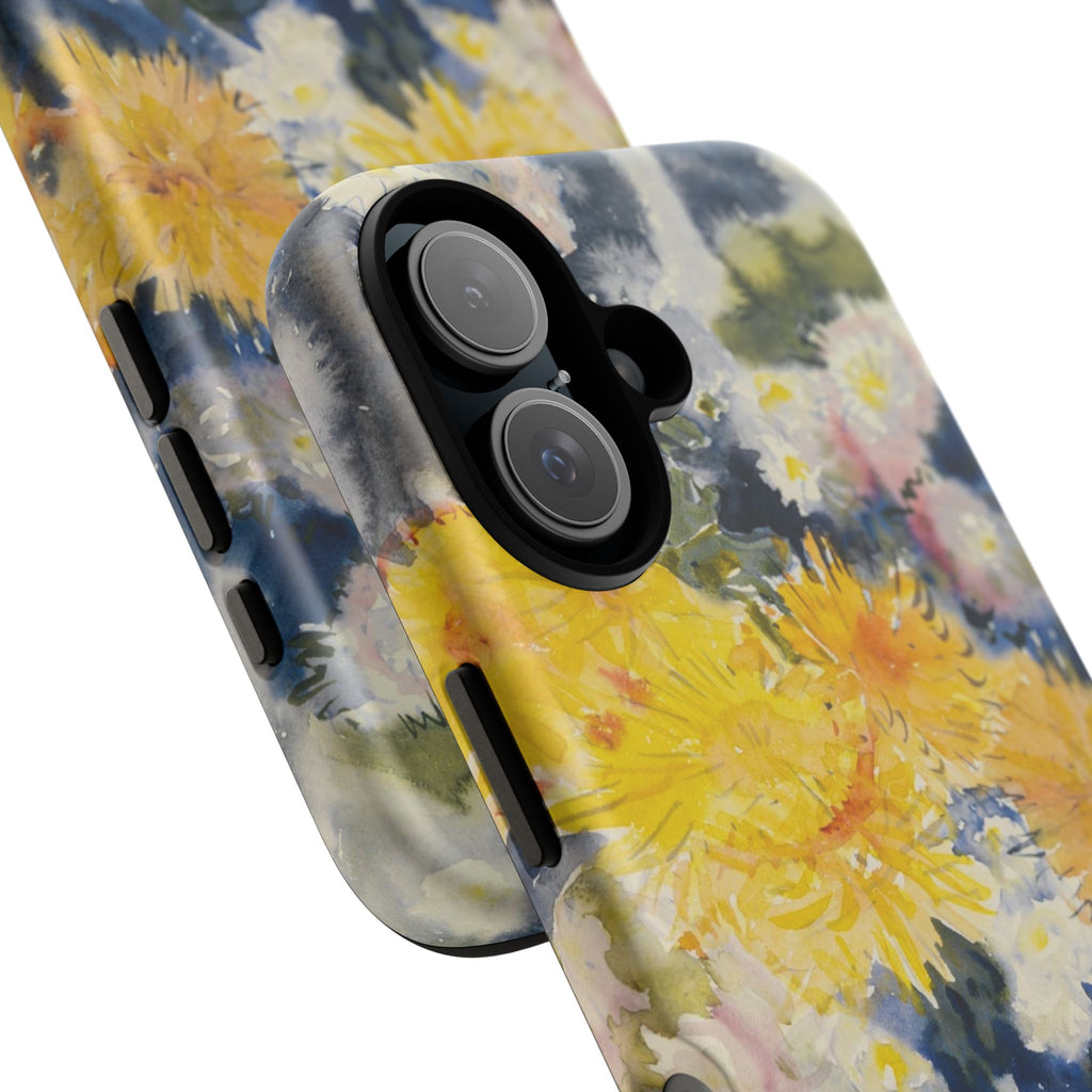 Floral Watercolor Phone Case – Yellow Chrysanthemums Design
