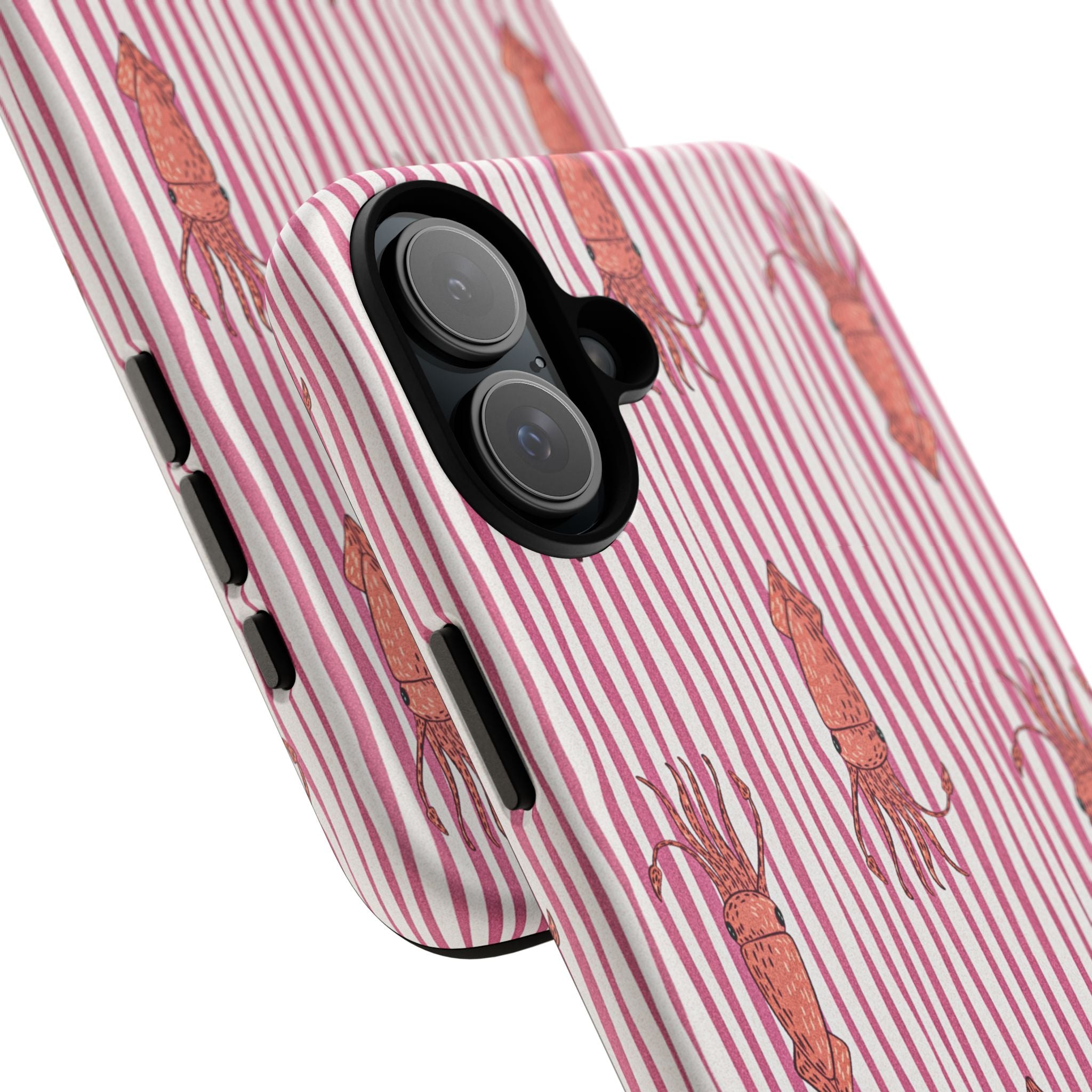 Squid Stripe Phone Case — Pink Nautical Sea Creature Pattern