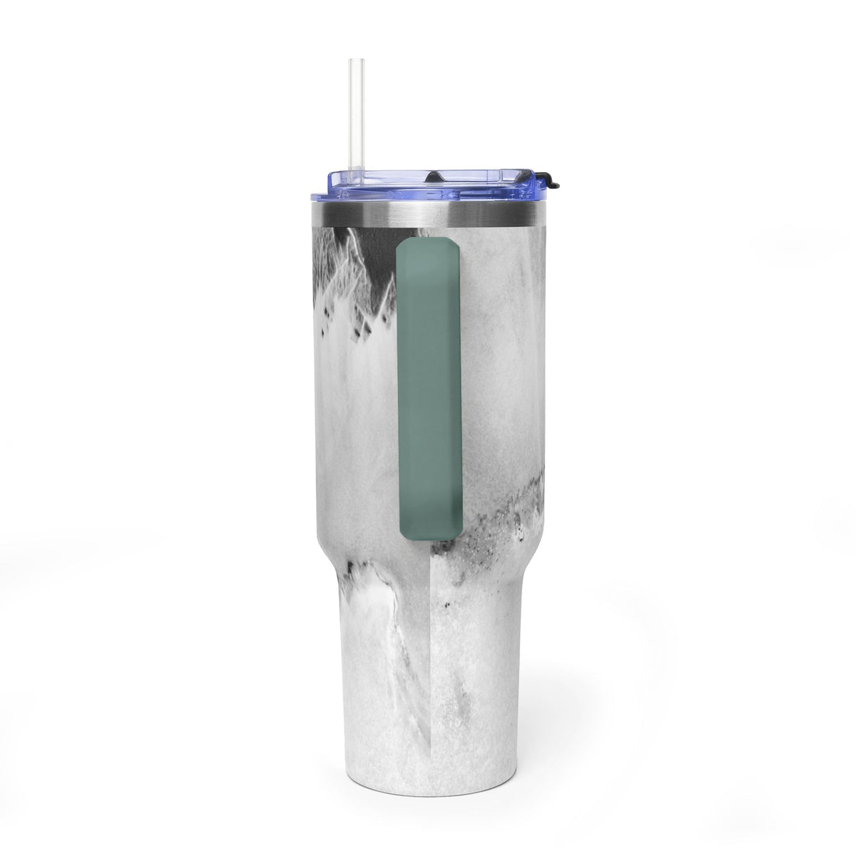 40oz Marble Vacuum Tumbler — Insulated Travel Mug with Handle