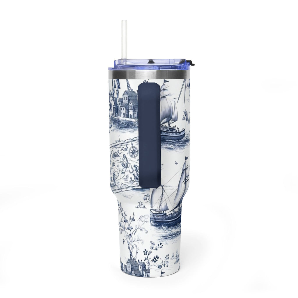 Nautical Blue Toile 40oz Thermal Tumbler