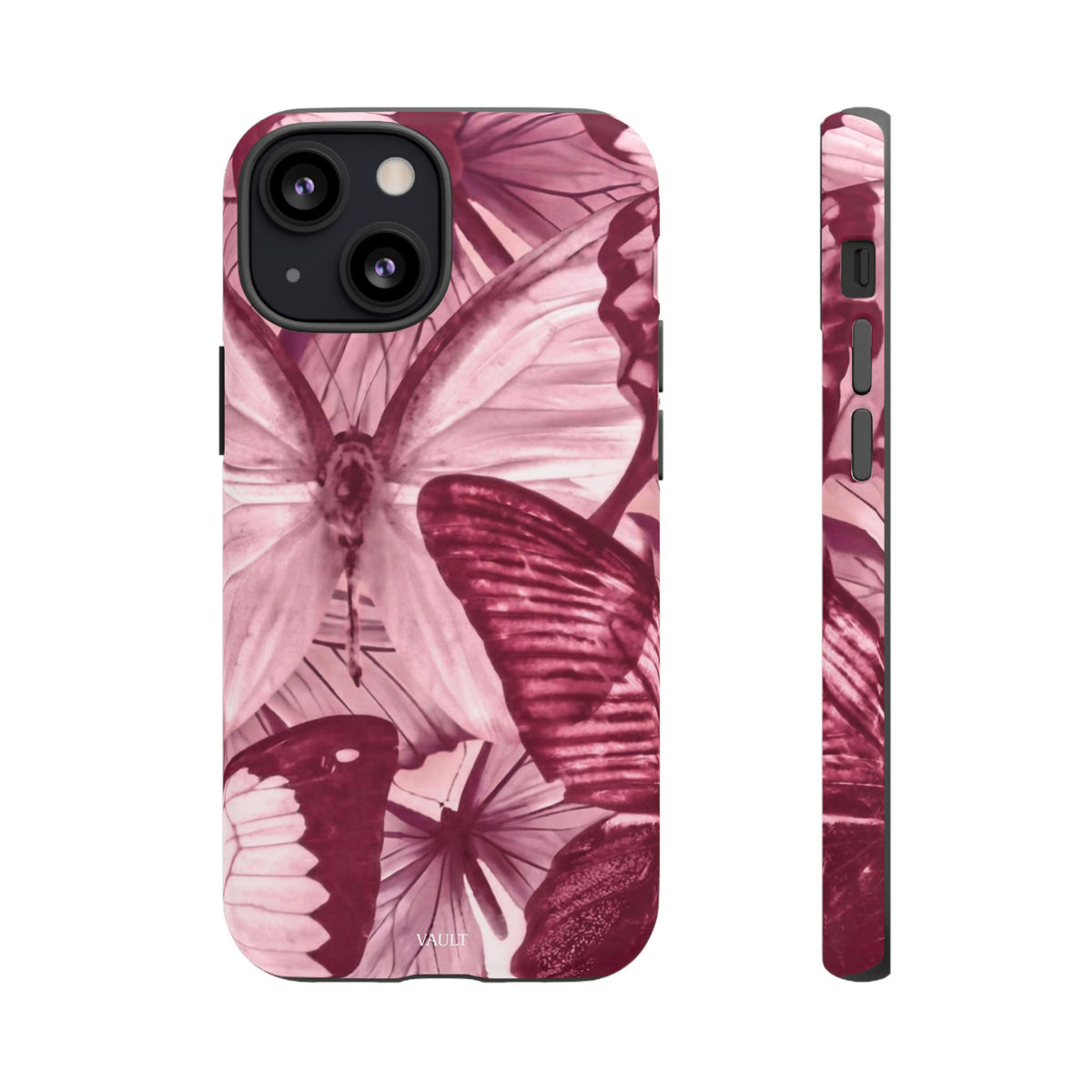 Butterfly Tough Phone Case — Vintage Pink Floral Protective Cover