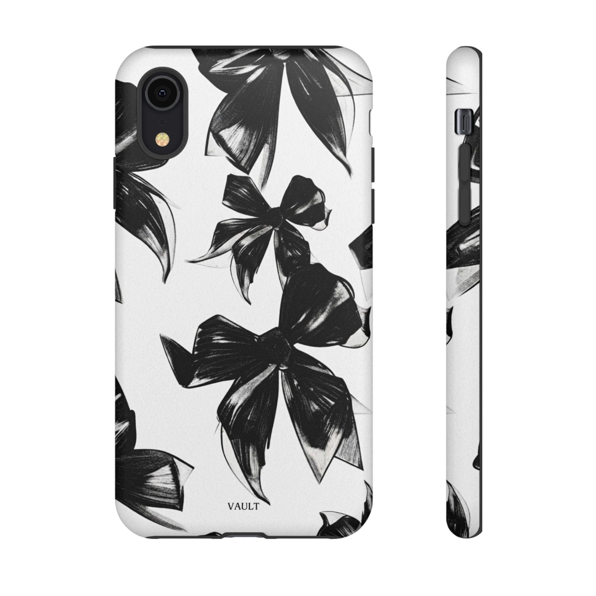 Floral Brushstroke Phone Case — Black & White Botanical Tough Case