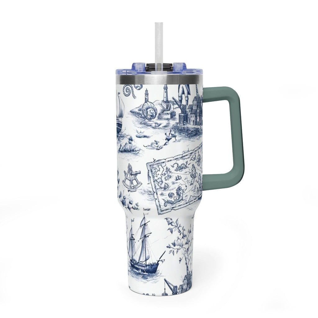 Nautical Blue Toile 40oz Thermal Tumbler