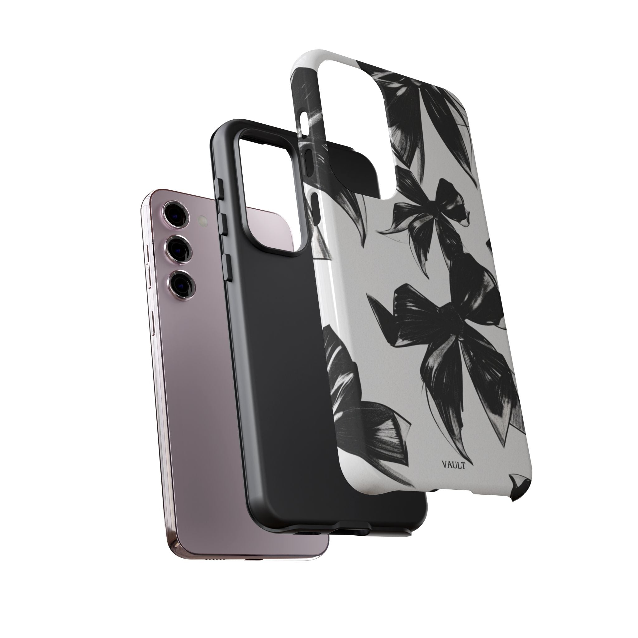 Floral Brushstroke Phone Case — Black & White Botanical Tough Case