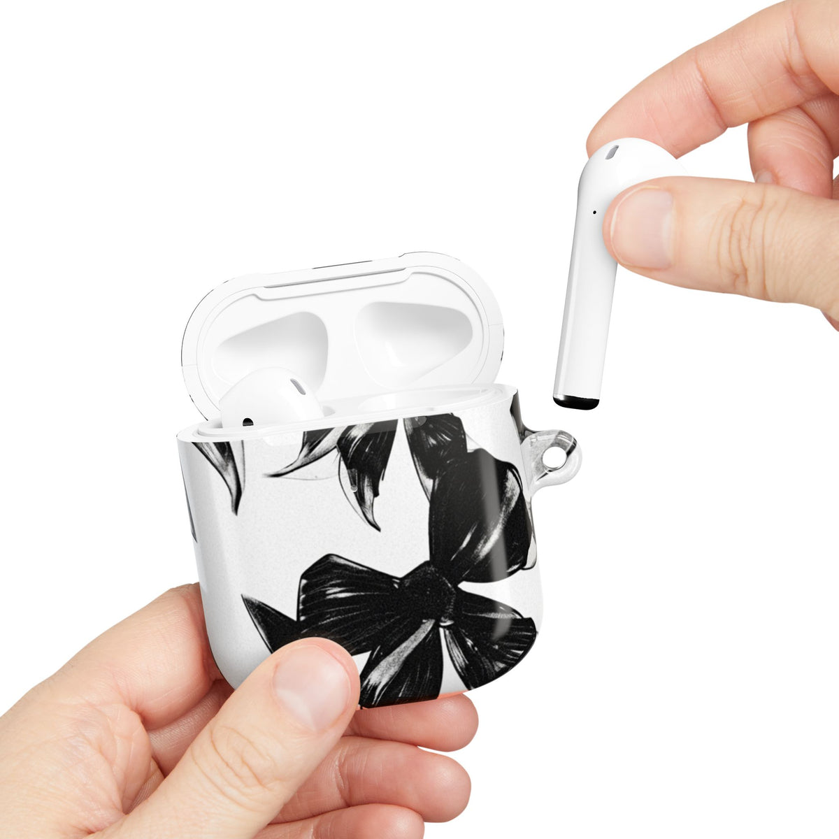 Floral Noir AirPod Case — Black & White Botanical Protective Cover