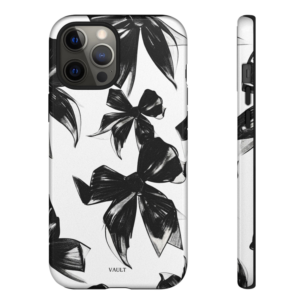 Floral Brushstroke Phone Case — Black & White Botanical Tough Case