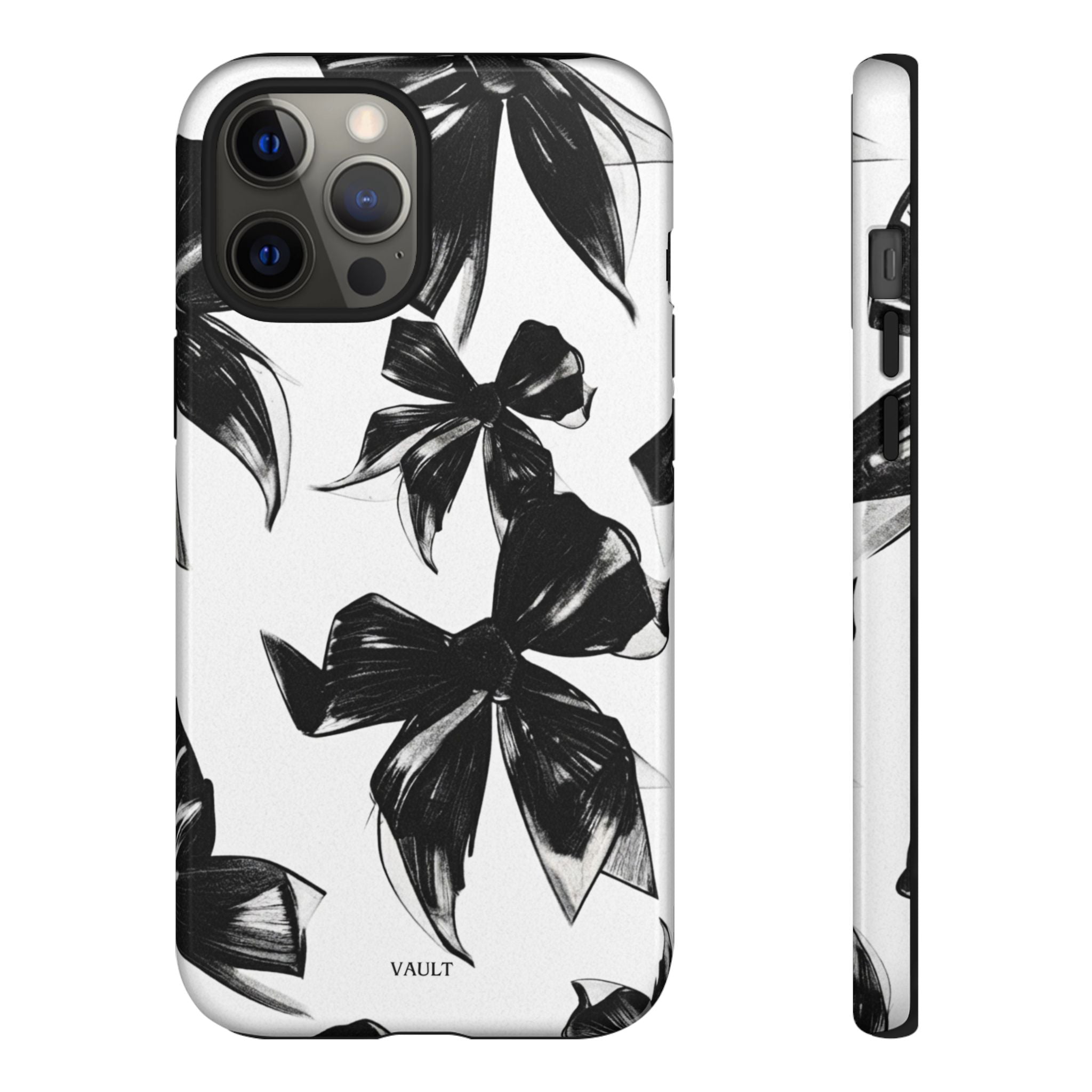 Floral Brushstroke Phone Case — Black & White Botanical Tough Case