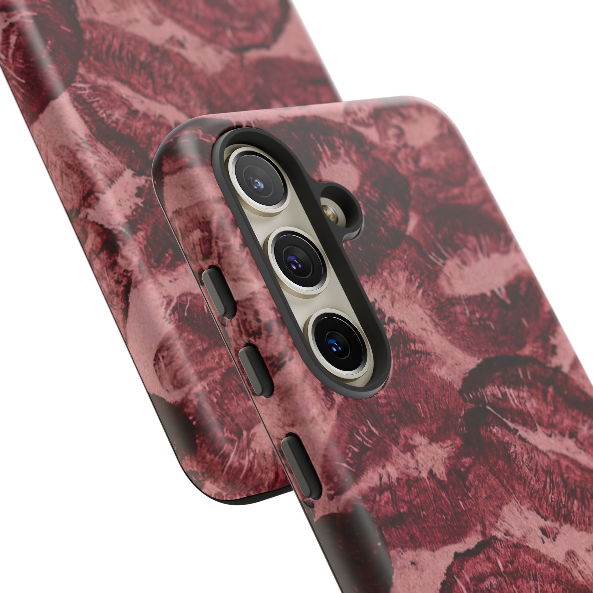 Kiss Print Phone Case – Burgundy Lip Pattern Protective Phone Cover