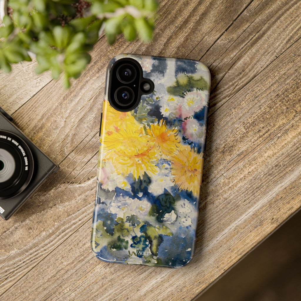 Floral Watercolor Phone Case – Yellow Chrysanthemums Design