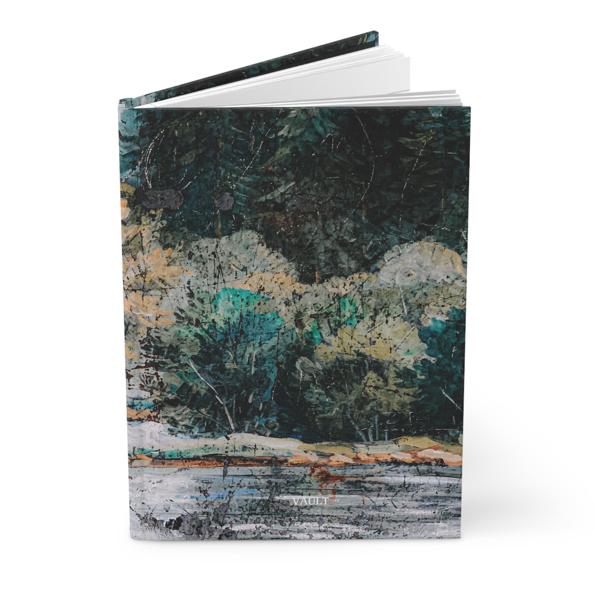 Hardcover Journal — Forest Lake Abstract Landscape Notebook