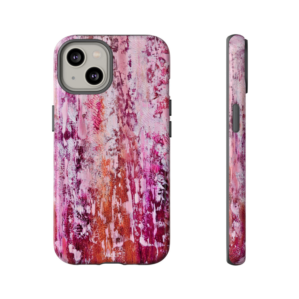 Pink Abstract Art Tough Phone Case — Protective Artistic Phone Cover