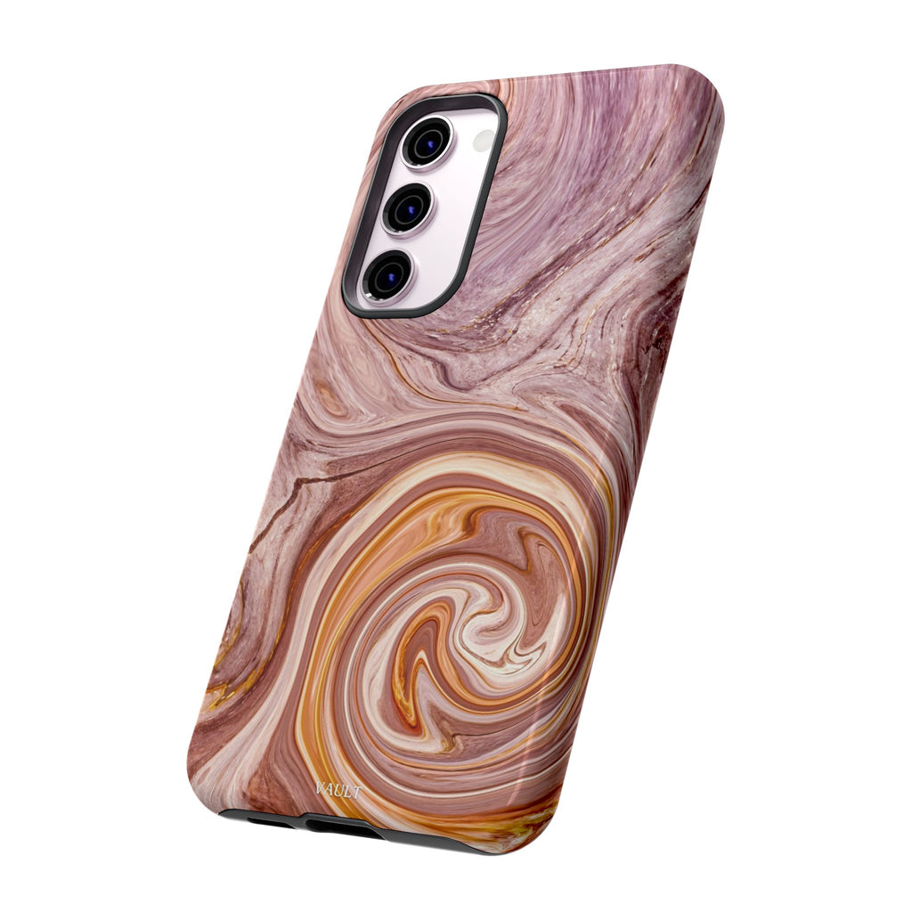Marble Swirl Phone Case — Pink & Gold Abstract Tough Case