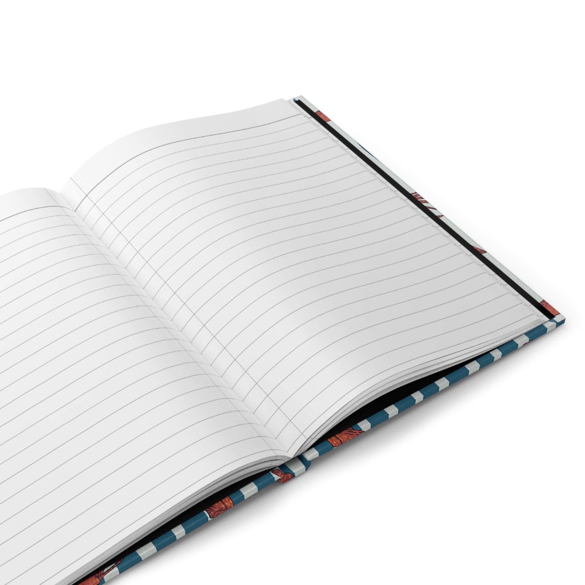 Shrimp Pattern Hardcover Journal — Nautical Striped Seafood Notebook