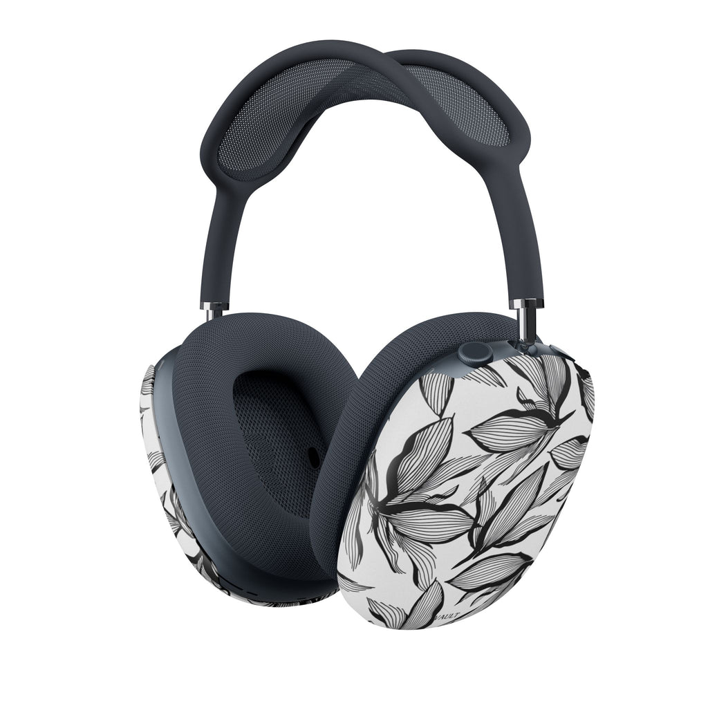 AirPods Max Ear Cup Covers — Monochrome Botanical Leaf Pattern