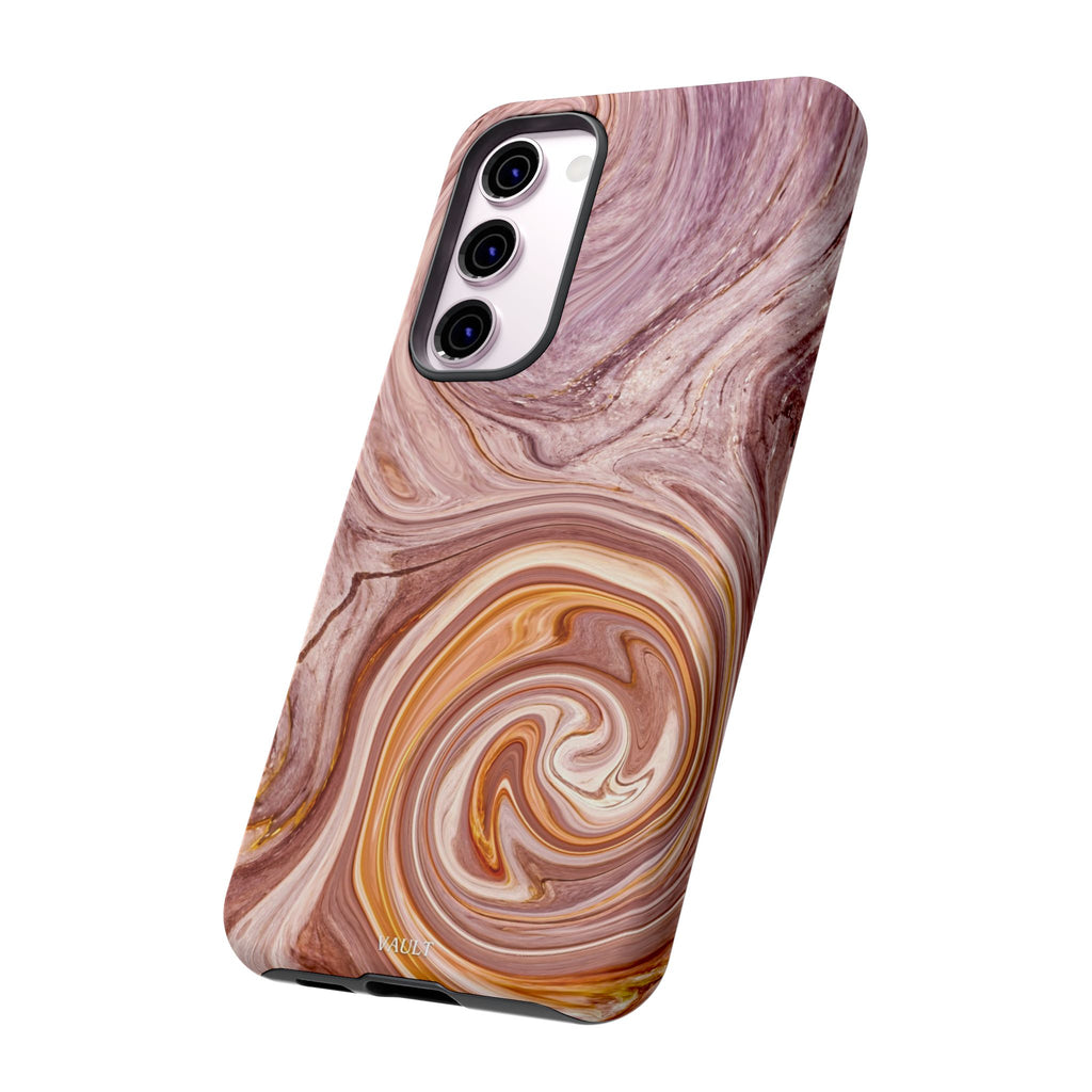 Marble Swirl Phone Case — Pink & Gold Abstract Tough Case