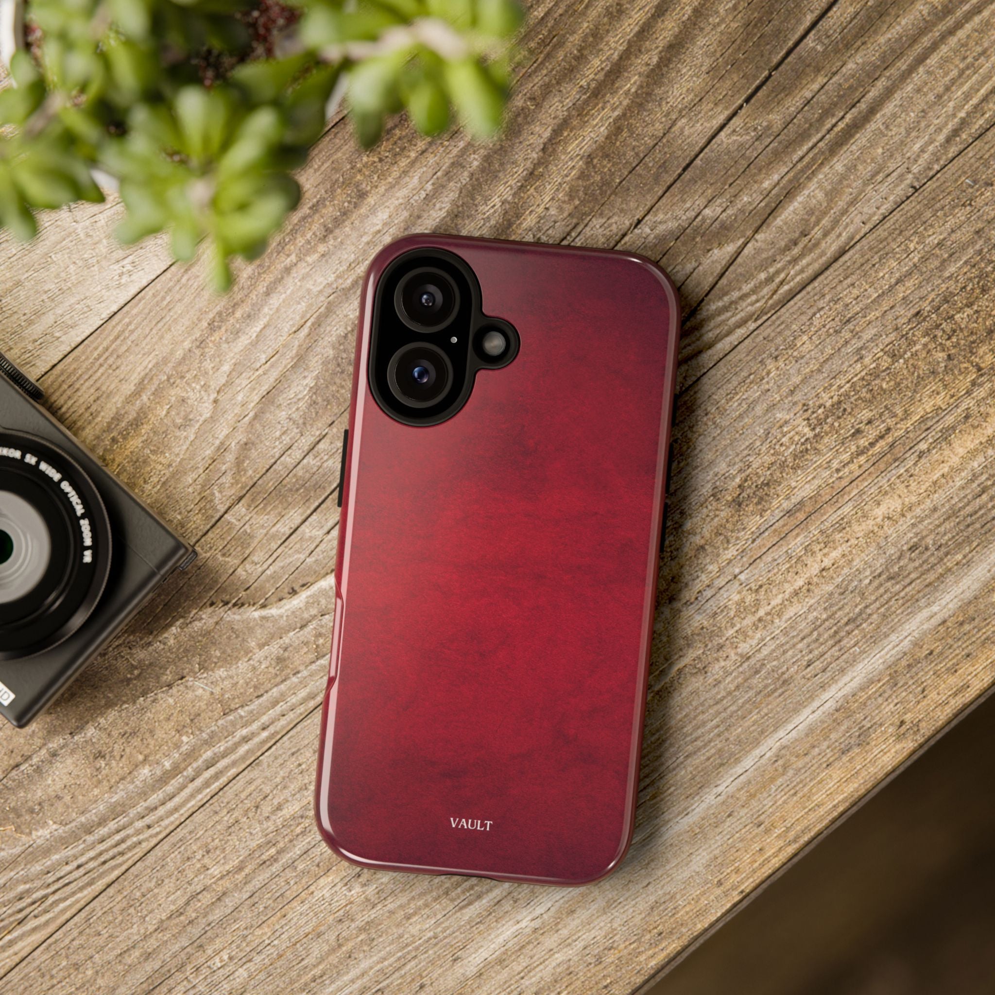 Red Leather Texture Phone Case Impact-Resistant Case
