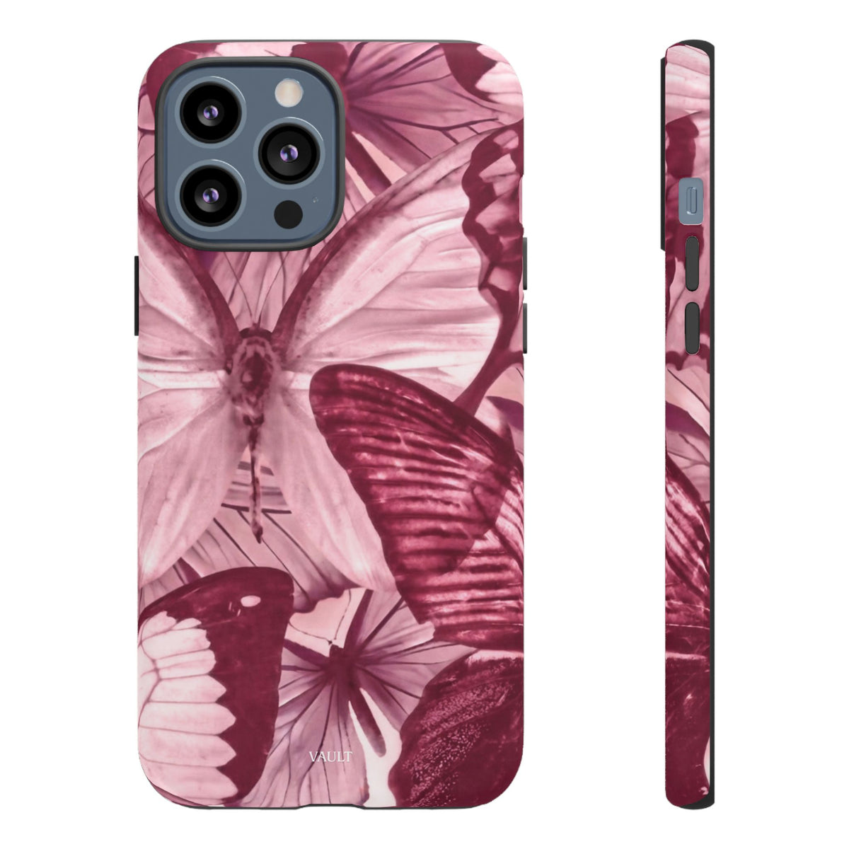 Butterfly Tough Phone Case — Vintage Pink Floral Protective Cover