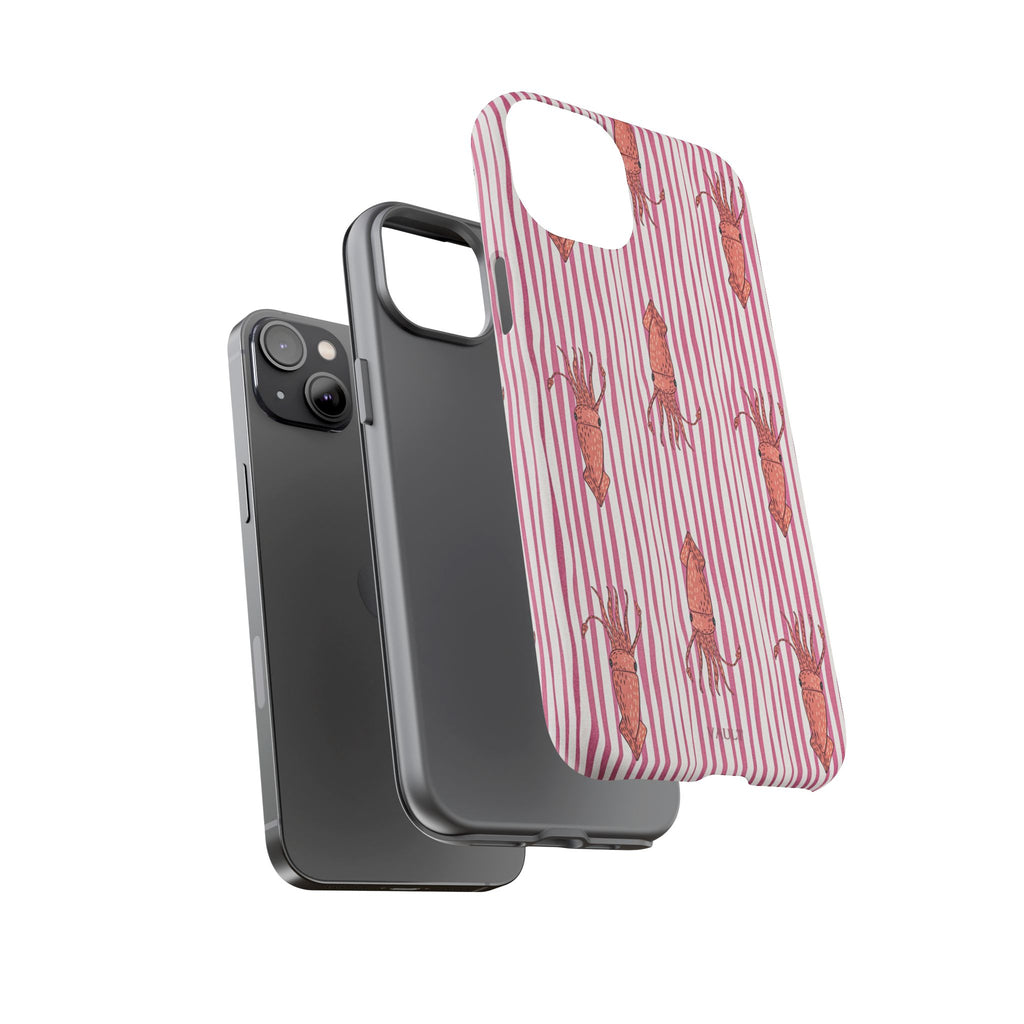 Squid Stripe Phone Case — Pink Nautical Sea Creature Pattern