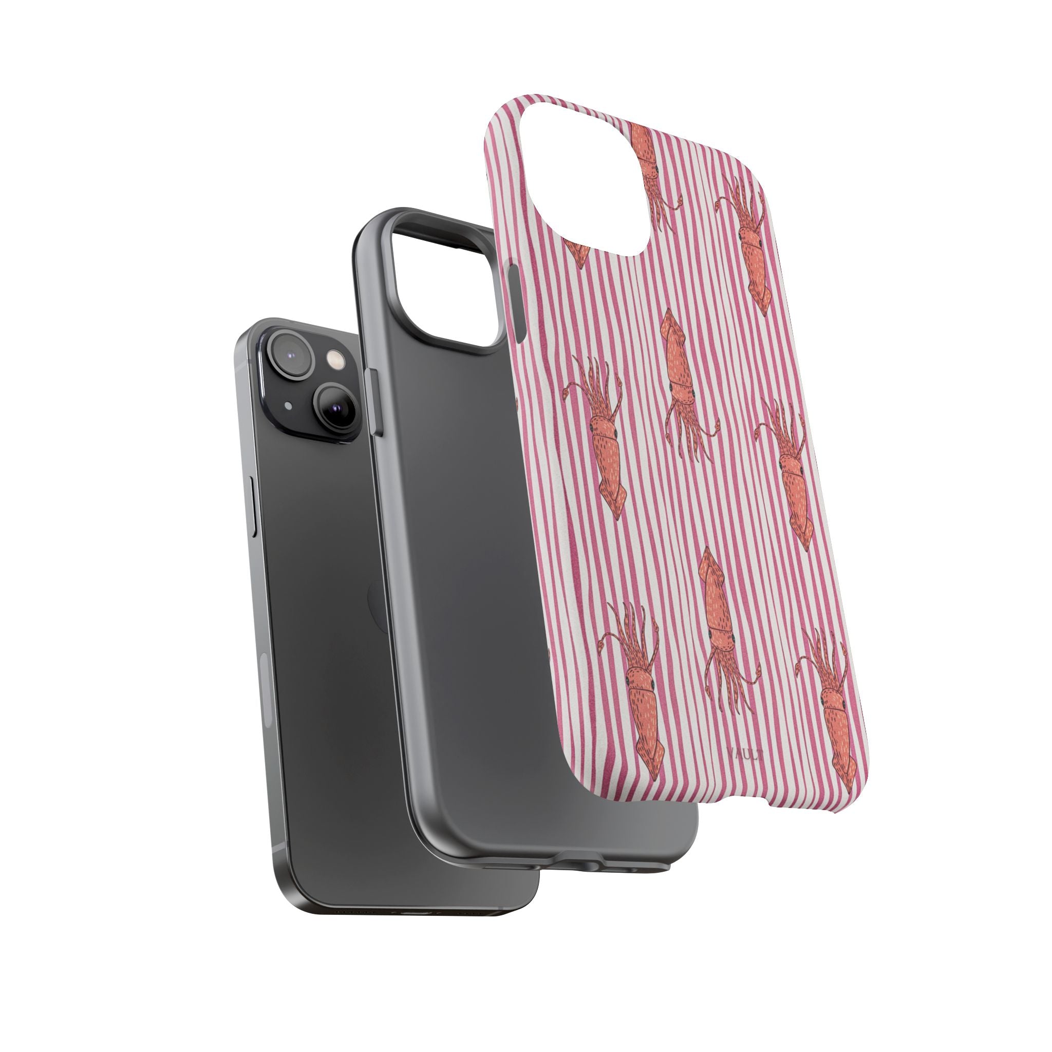 Squid Stripe Phone Case — Pink Nautical Sea Creature Pattern
