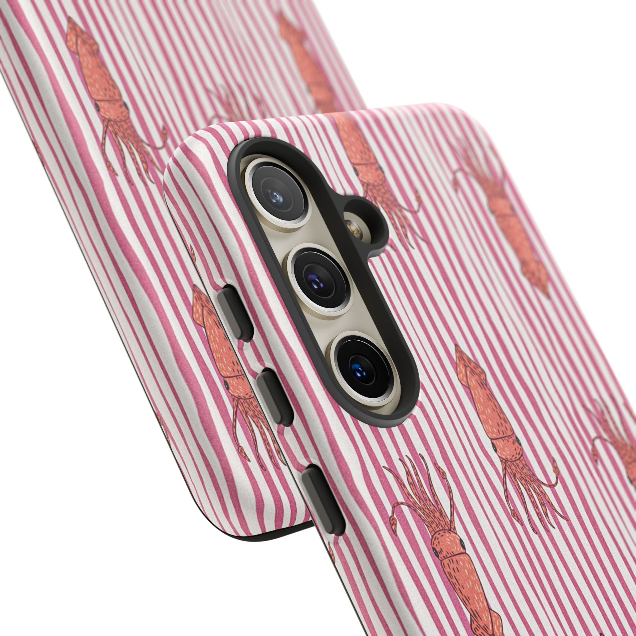 Squid Stripe Phone Case — Pink Nautical Sea Creature Pattern