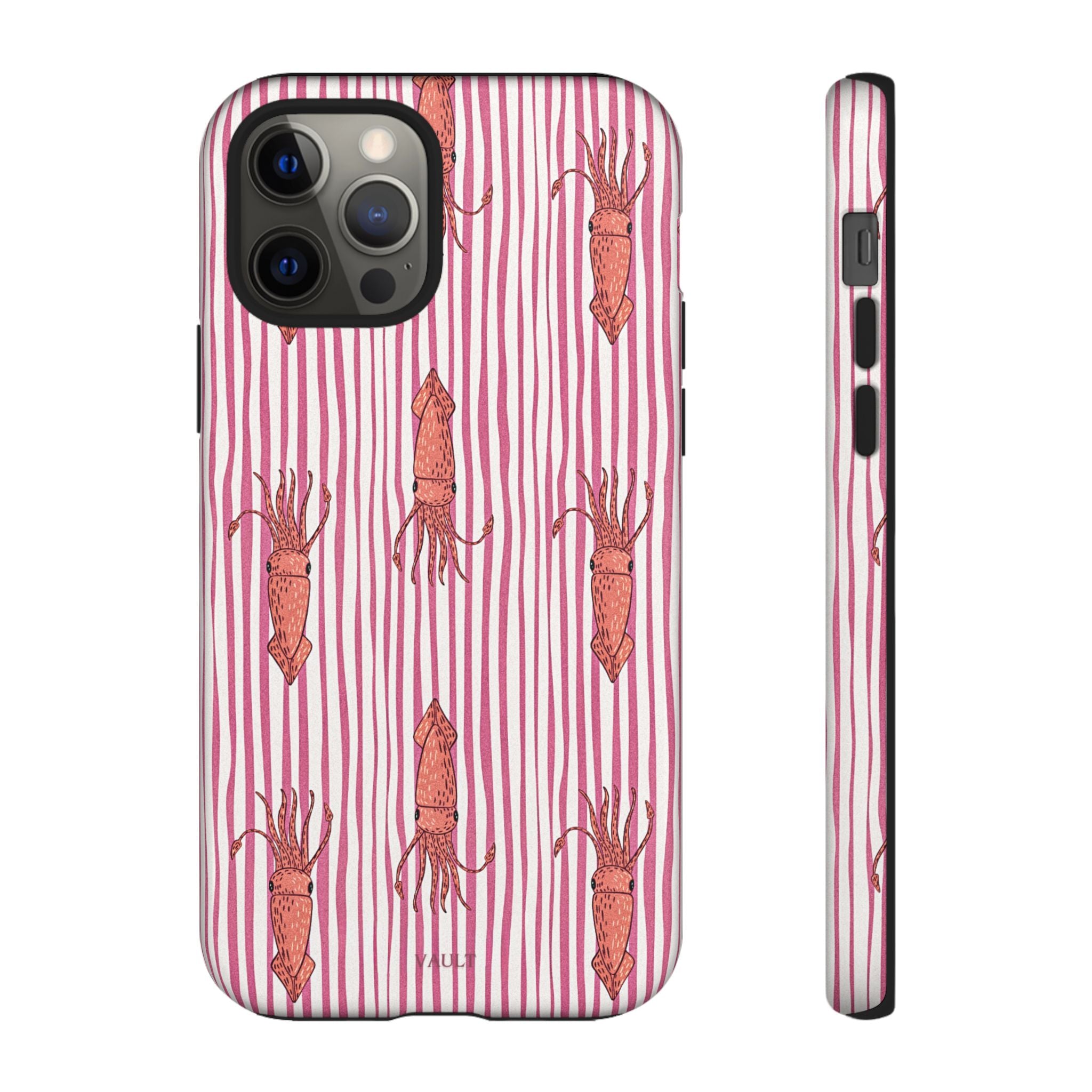 Squid Stripe Phone Case — Pink Nautical Sea Creature Pattern