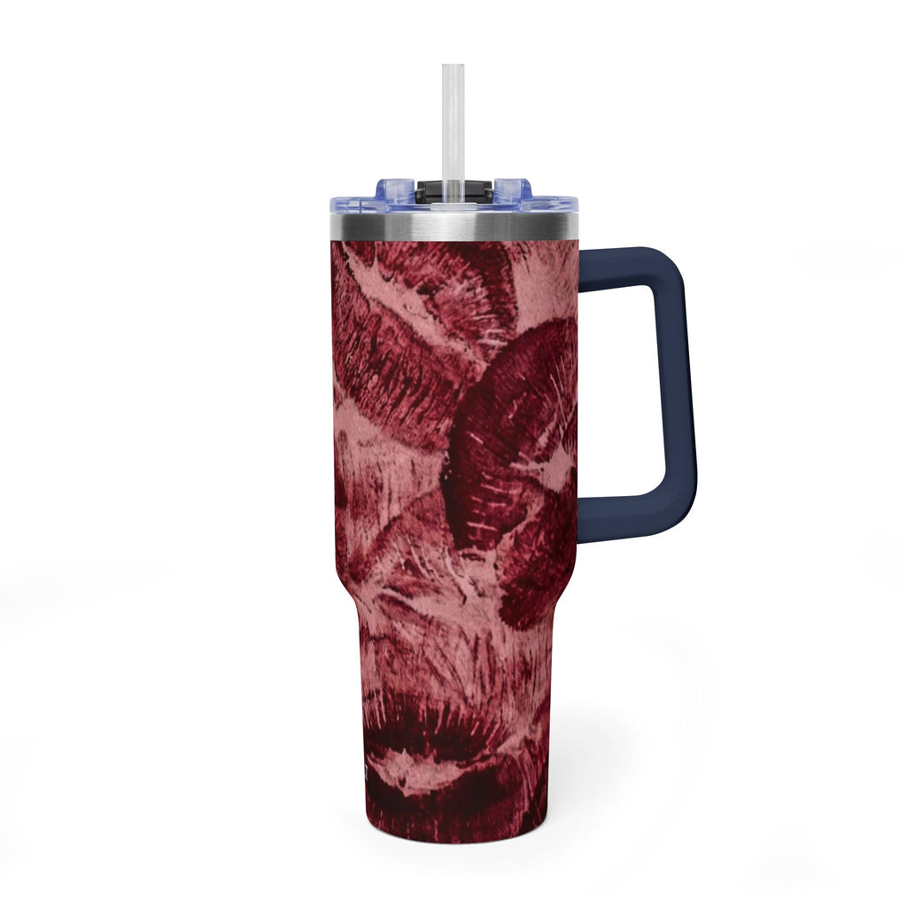 40oz Vacuum Tumbler - Burgundy Rose Marble Insulated Travel Cup