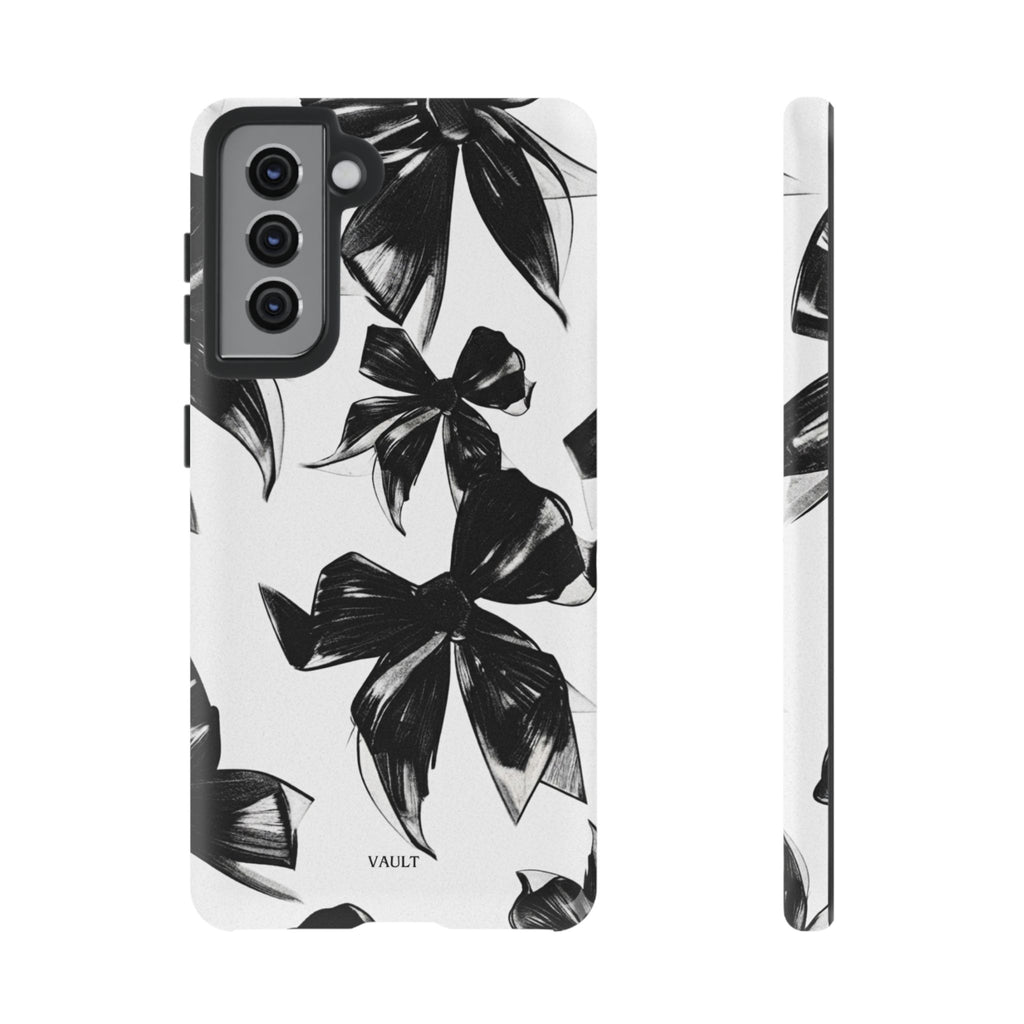 Floral Brushstroke Phone Case — Black & White Botanical Tough Case