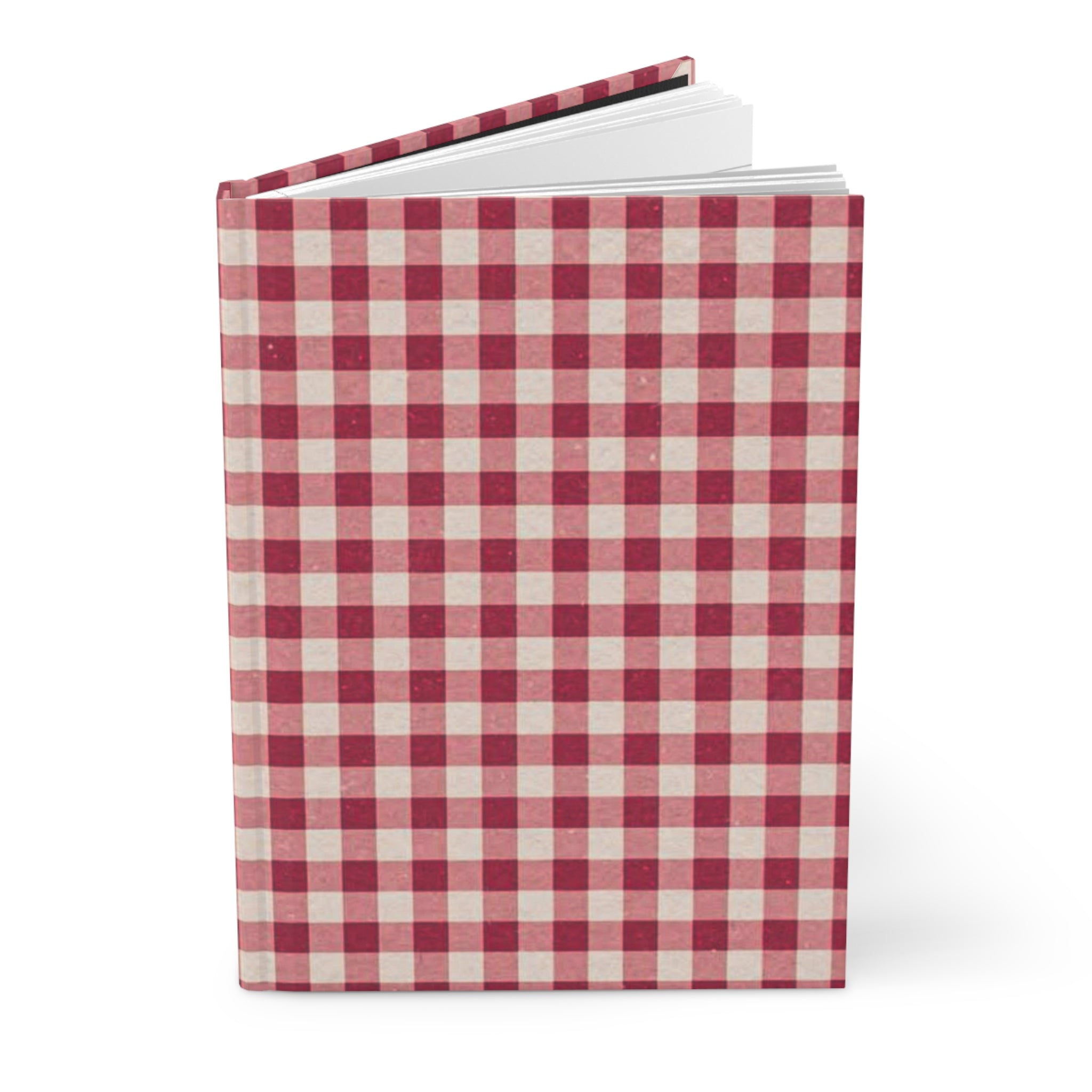 Plaid Hardcover Journal — Red Gingham Notebook for Fall, Rustic Farmhouse Writing Journal