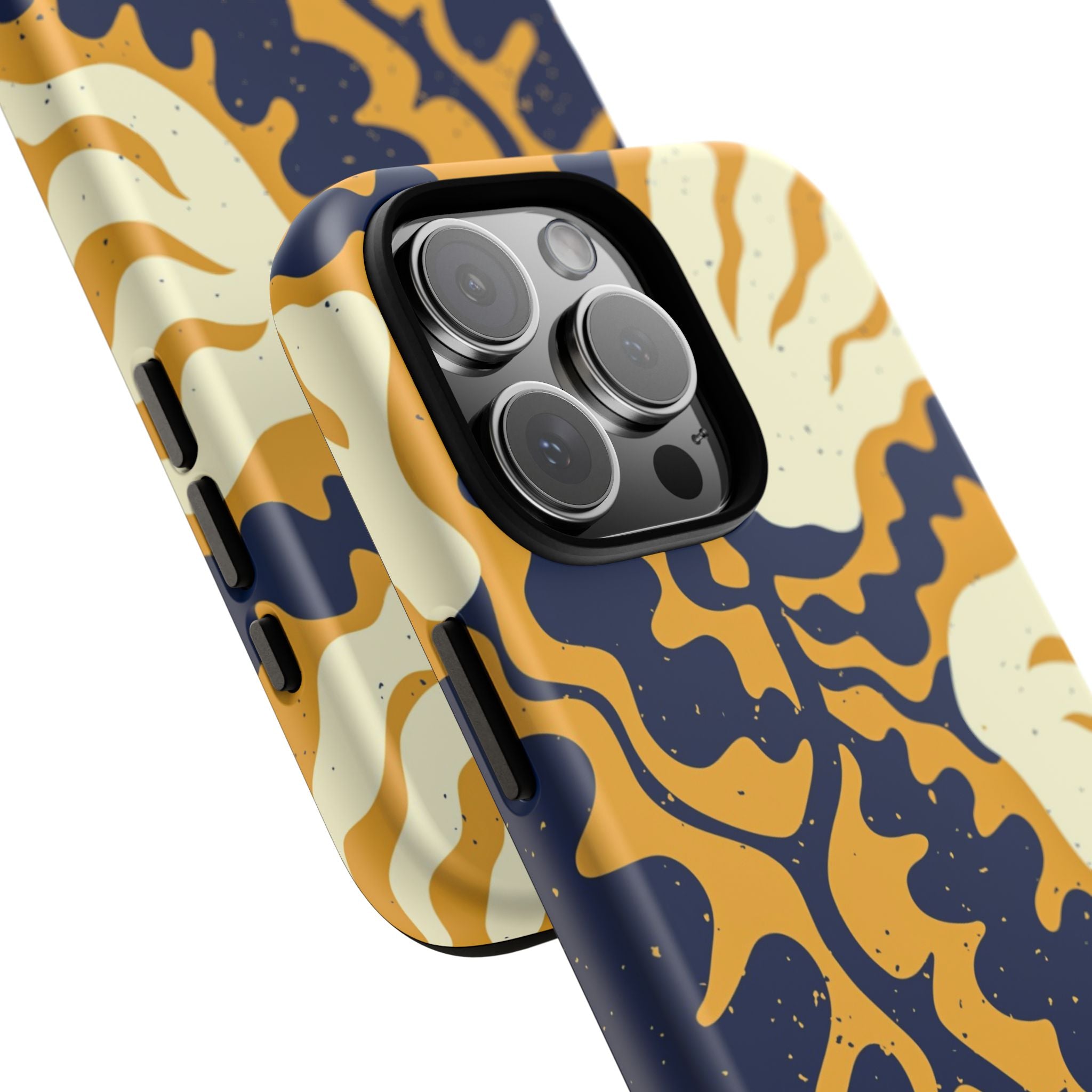 Bold Abstract Floral Phone Case (Navy & Mustard)