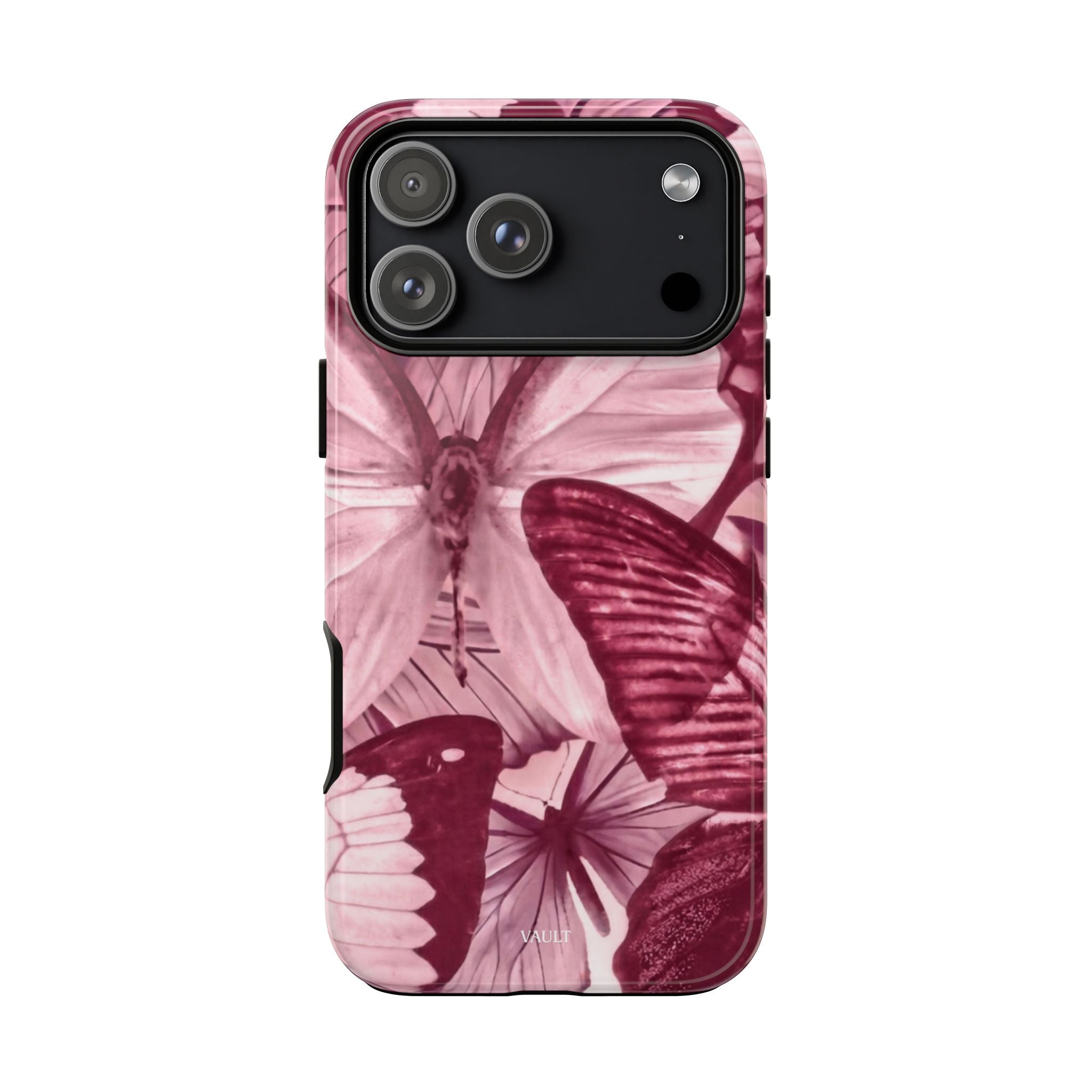 Butterfly Tough Phone Case — Vintage Pink Floral Protective Cover