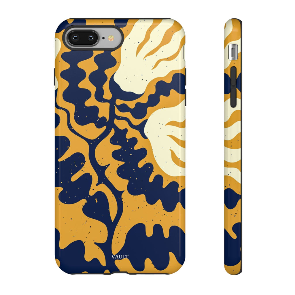 Bold Abstract Floral Phone Case (Navy & Mustard)