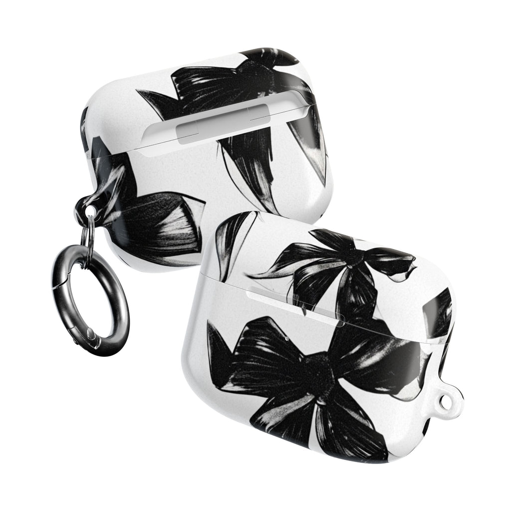 Floral Noir AirPod Case — Black & White Botanical Protective Cover
