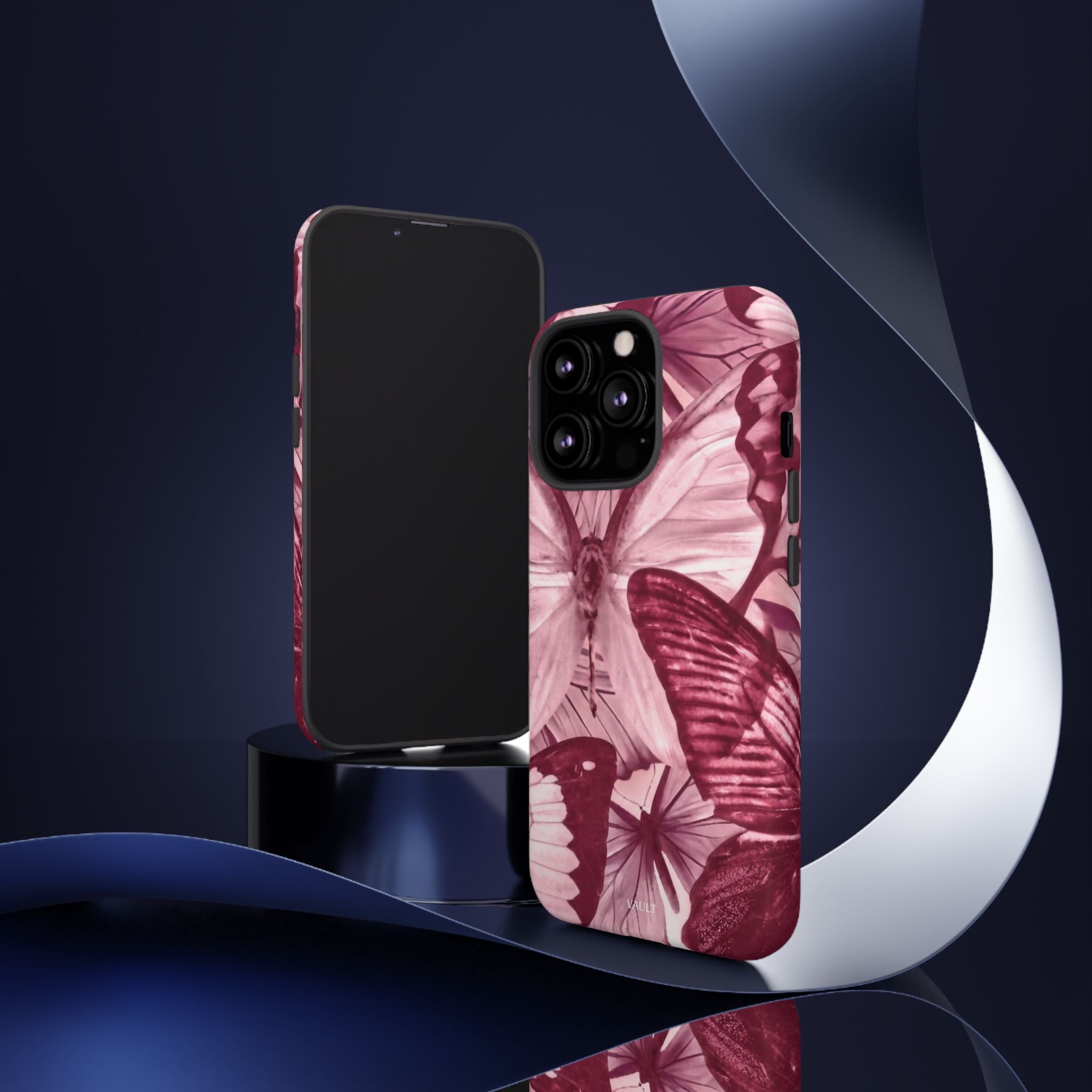 Butterfly Tough Phone Case — Vintage Pink Floral Protective Cover