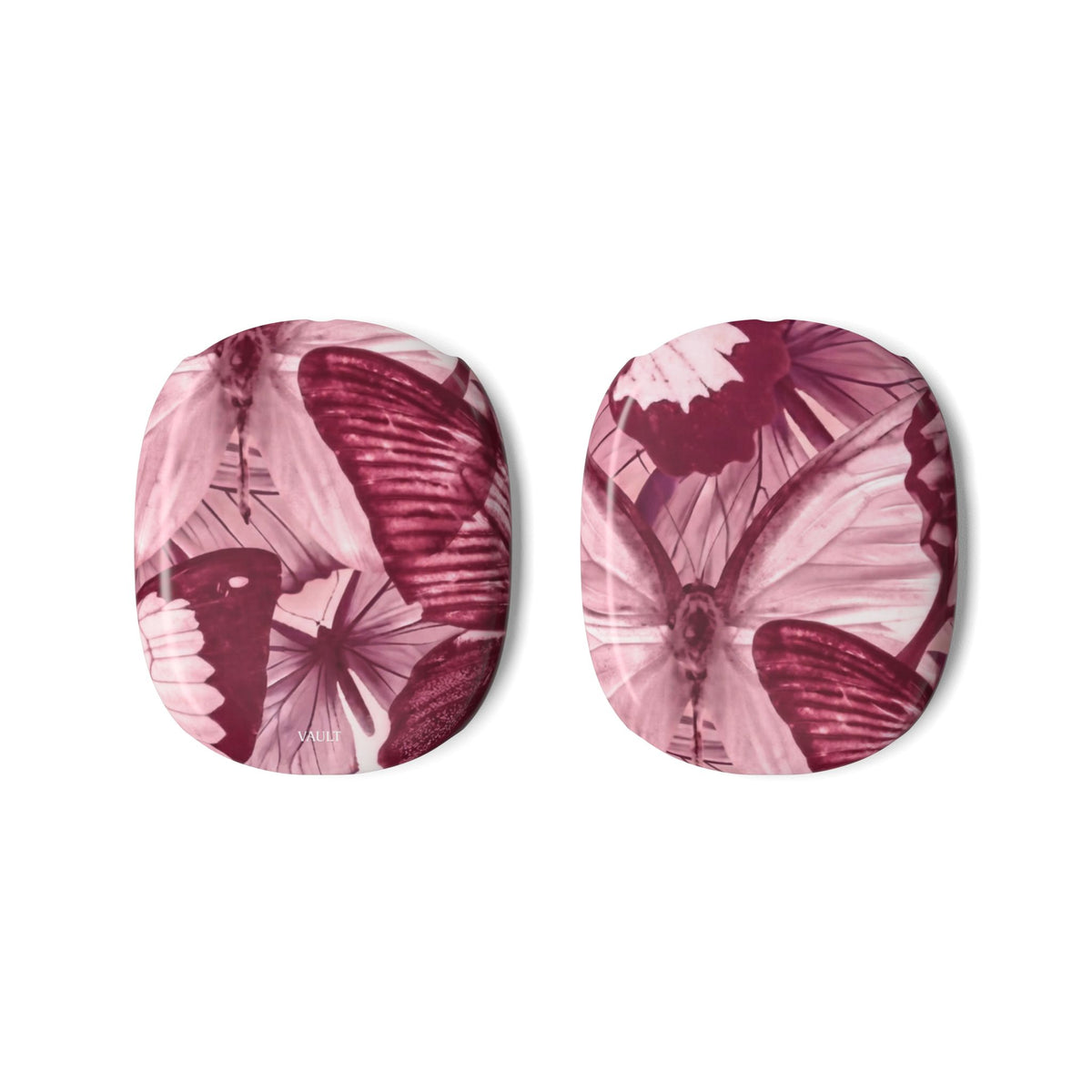 Burgundy Butterfly AirPods Max Ear Cup Covers — Floral Pattern Protective Skins