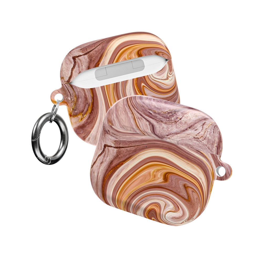 Marble Swirl AirPod Case — Pink & Gold Abstract Protective Cover