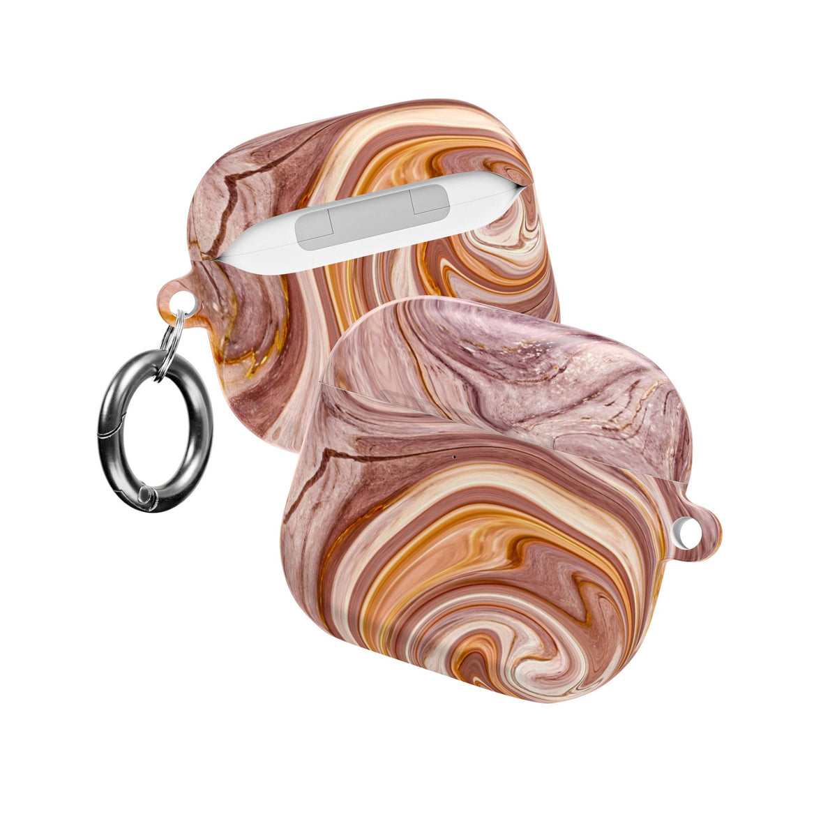 Marble Swirl AirPod Case — Pink & Gold Abstract Protective Cover