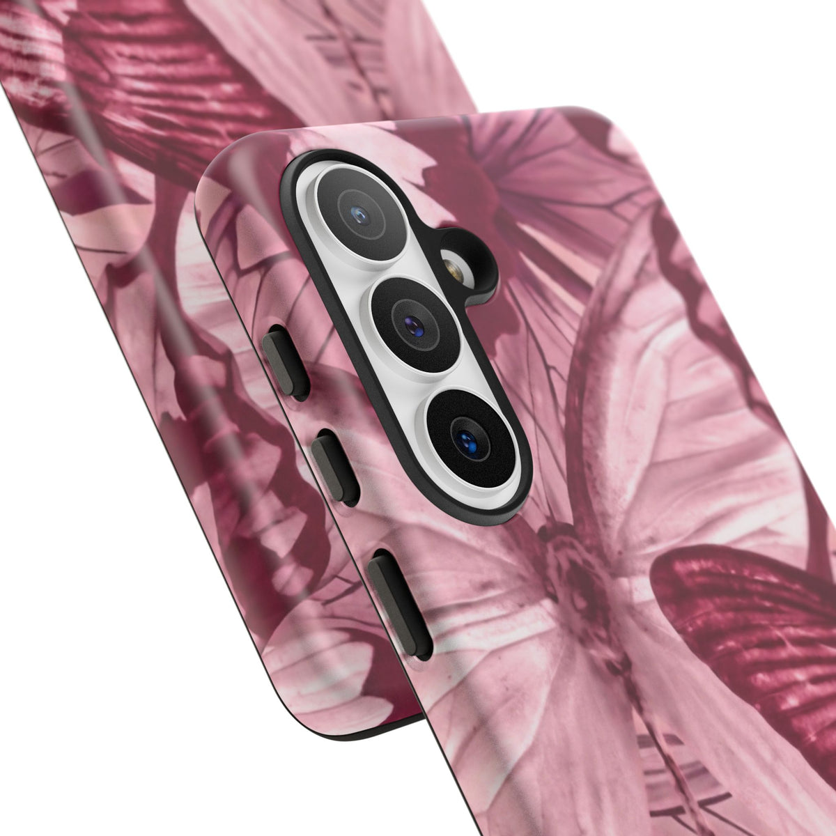 Butterfly Tough Phone Case — Vintage Pink Floral Protective Cover