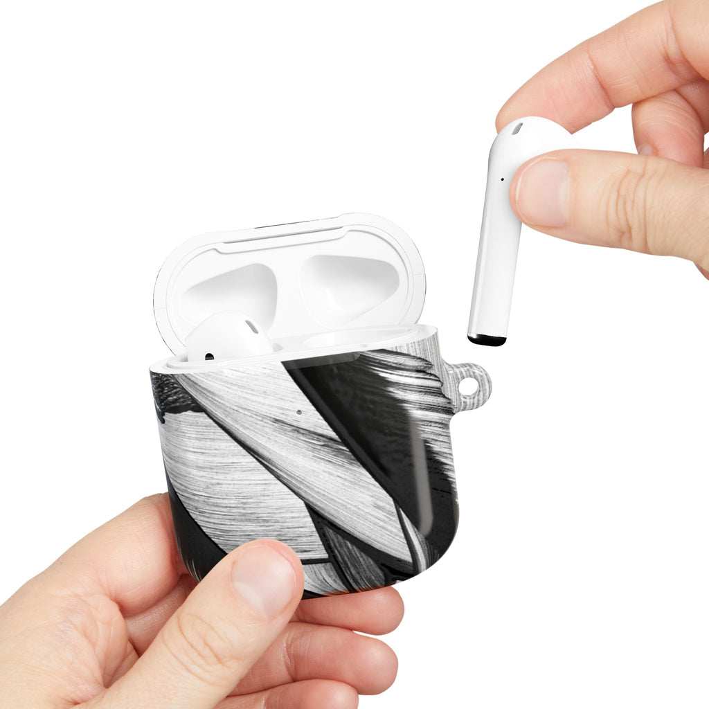 AirPod Case — Monochrome Tropical Leaf Protective Cover