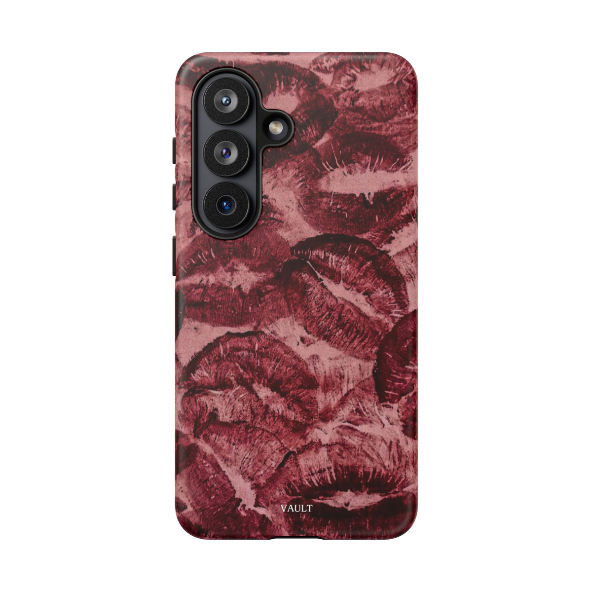 Kiss Print Phone Case – Burgundy Lip Pattern Protective Phone Cover
