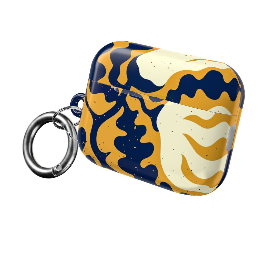 Abstract Navy & Mustard Swirl AirPod Case — Protective Designer Cover