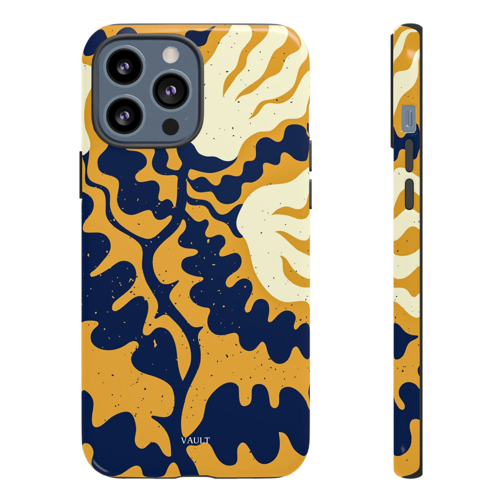 Bold Abstract Floral Phone Case (Navy & Mustard)