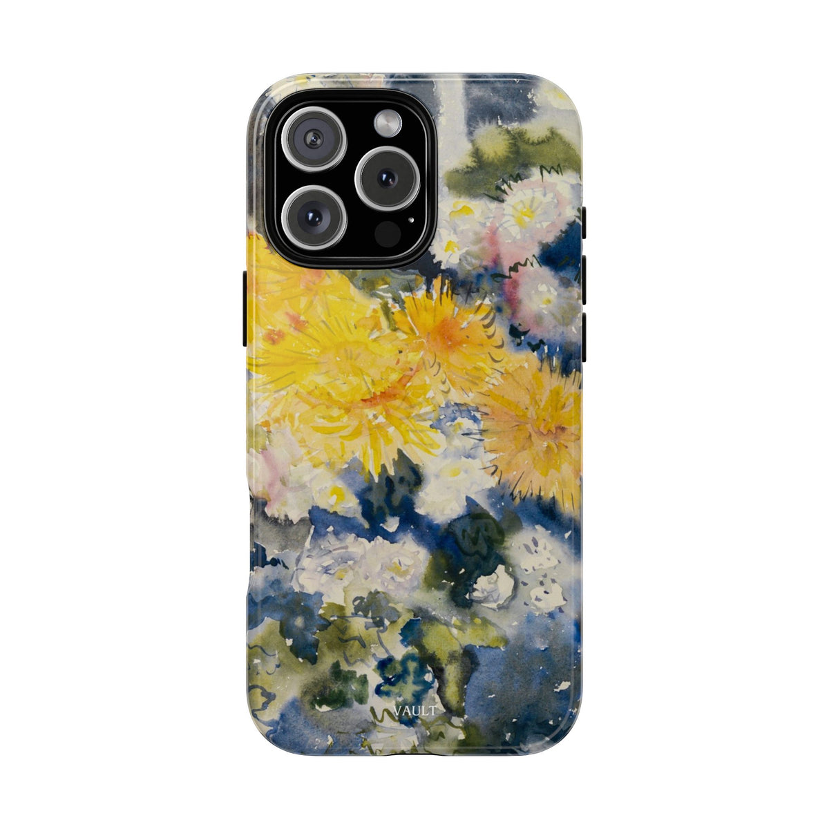 Floral Watercolor Phone Case – Yellow Chrysanthemums Design
