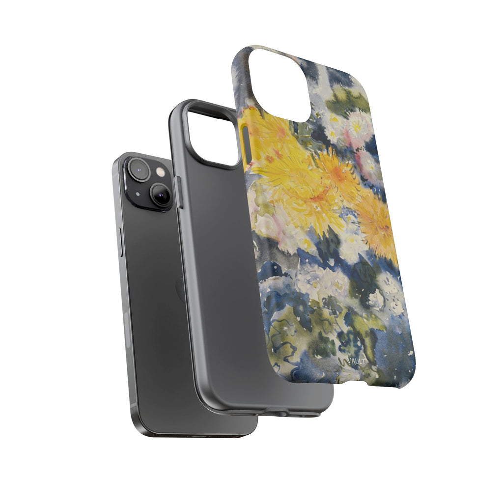 Floral Watercolor Phone Case – Yellow Chrysanthemums Design