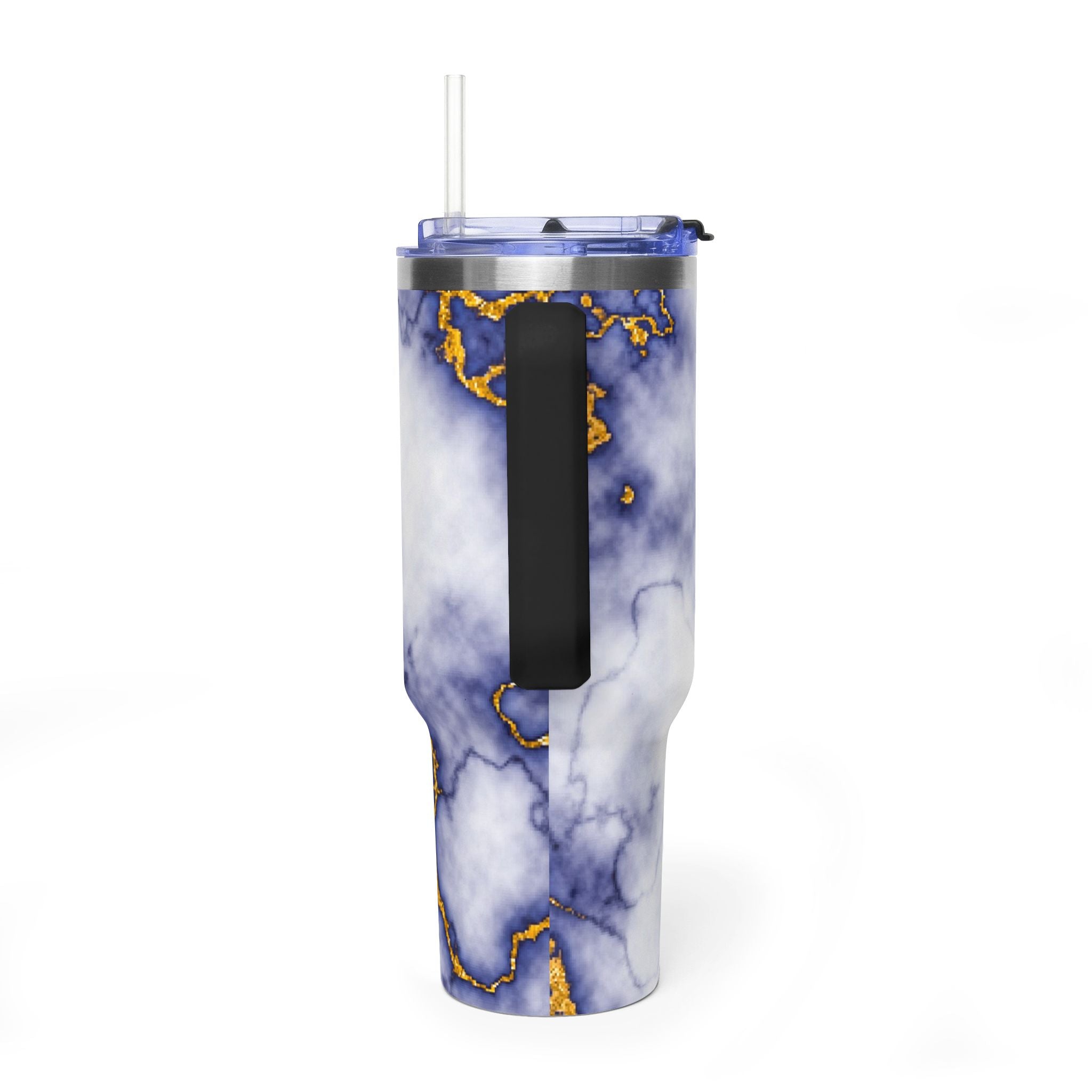 40oz Marble Thermal Tumbler - Blue & Gold Veined Vacuum Cup